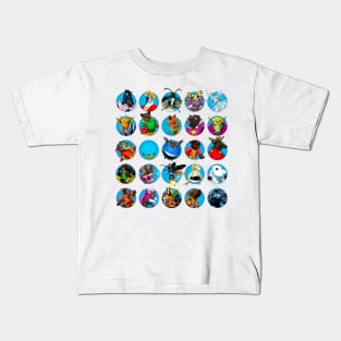 Silver Age Gaggle of Superheroes Kids T-Shirt